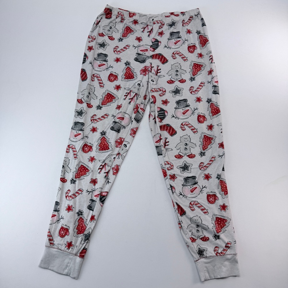 Secret Treasures Christmas Holiday Pajama Jogger Pants Gray Snowman Large 12-14